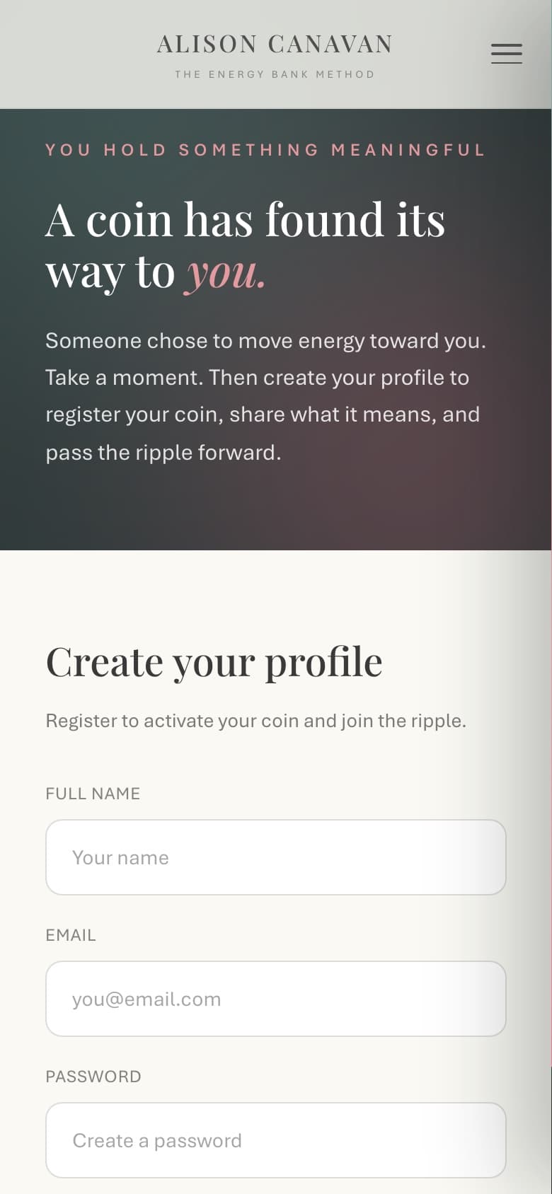 Registering a coin on a phone